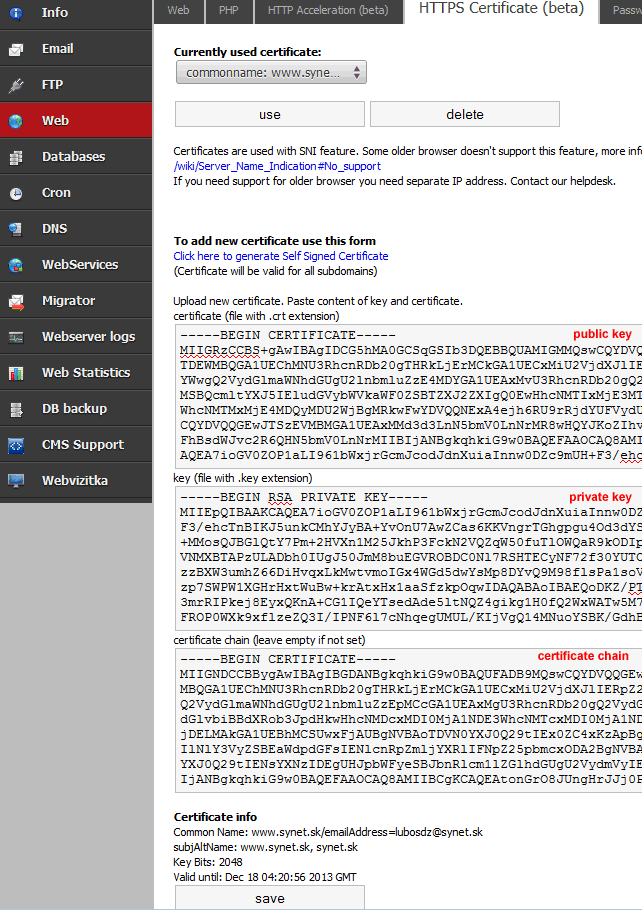 Websupport.sk - Free installation of SSL certificate via admin panel